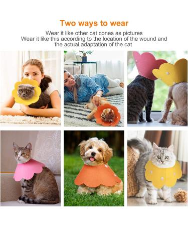 TrelaCo 3-Piece Adjustable Cat Recovery Collar - Sunflower Design for Cats, Kittens, Puppies, and Rabbits - Prevent Biting and Scratching - Medium Size - Buy Online on GoSupps.com