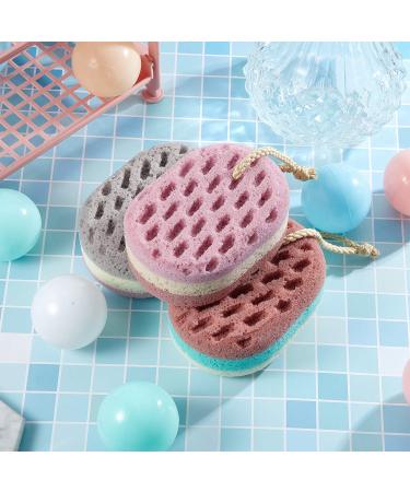 5-Piece Exfoliating Shower Sponge Set | Natural Fiber Bath Sponge for Women, Men, Kids | Gentle & Soothing | Random Color | Oval Shape - Buy Online on GoSupps.com