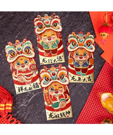 perfk 4Pcs Chinese Lunar Year Red Envelopes Red Pockets New Year Gifts Traditional Spring Festival Envelopes for Spring Festival Style C - Buy Online on GoSupps.com