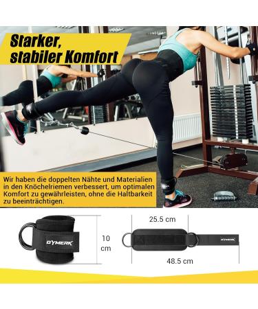 GYMERK Foot Loops Cable Pull - 2pcs Comfortable 7mm Padding Elastic Kickbacks for Men & Women - Black - Buy Online on GoSupps.com