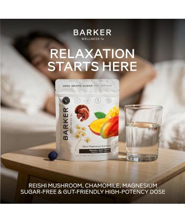 Barker Wellness Magnesium Relax Gummies | Advanced Stress & Muscle Tension Relief | Promotes Calm & Relaxation with Reishi Mushroom & Chamomile | Vegan Sugar-Free Tropical Mango | 60 Gummies - Buy Online on GoSupps.com