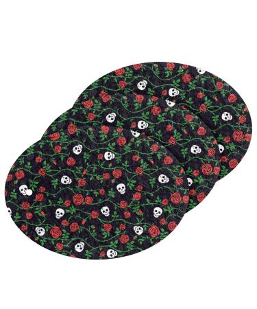 3-Pack Cleaning Kitchen Sponges Oval Rose Skull Kitchen Cellulose Dishwashing Wood Pulp Cotton