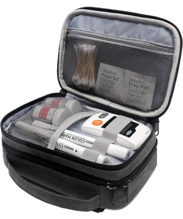 LAVIEVERT Diabetes Travel Carry Bag Insulin Cooler Case Diabetic Medication Cooler Diabetic Care Organizer with a Shoulder Strap and 4 Ice Packs - Dark Gray - Buy Online on GoSupps.com