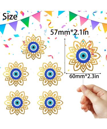 Evil Eye Themed Happy Birthday Cupcake Toppers 18-PC Set - This is a great evil eye birthday party or baby shower party third eye decoration for a boy or girl - SugarGera CU-EVIL-Y1 - Buy Online on GoSupps.com