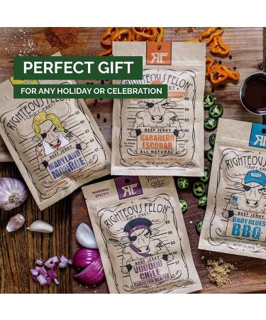 Righteous Felon Spicy Beef Jerky & Beef Stick Variety Pack - Crafted with Gluten Free, High Protein, Low Sugar & Low Calorie Ingredients - Healthy Snack Bundle - Buy Online on GoSupps.com