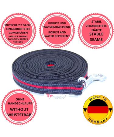 Twinkys Dog Style Tow Leash - 30m Rubberized for Dogs up to 50kg No Hand Loop - Made in Germany Black & Red - Buy Online on GoSupps.com