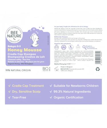 Buy Bee Nature Baby Shampoo Bio - Milk Crust Treatment 99% Tear-Free Honey Mousse for Newborns & Kids - 200ml - Sensitive Scalp Care - Buy Online on GoSupps.com