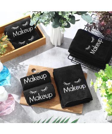 30-Piece Microfiber Makeup Remover Cloths 13x13 Inches - Reusable & Absorbent Towels for Women - Makeup Washcloths with Embroidery - Black - Buy Online on GoSupps.com