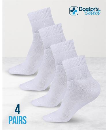 Doctor's Select Bamboo Diabetic Socks Women & Men - 4 Pairs Ankle Neuropathy Socks | Diabetic Socks for Women Size 6-9 | 9-11 Large White - 4 Pairs - Buy Online on GoSupps.com
