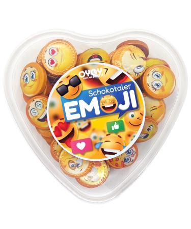 Oyoy emoji chocolate set with 510g Smiley chocolate taler in a heart can I approx. 78 chocolate valley made of milk chocolate i gifts for birthday i nerve food i sweets box 510g heart box