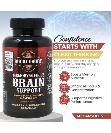 BUCKLEBURY Brain and Memory Supplements with Bacopa & Alpha GPC - Nootropic Brain Capsules for Cognitive Support Focus & Mental Clarity - Memory and Focus Pills for Women & Men - Vegan 60 Capsules - Buy Online on GoSupps.com