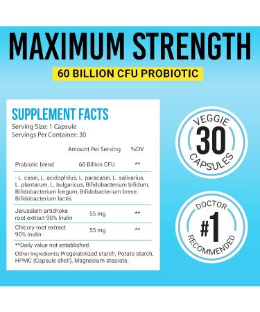 BIGJOHNLAB Probiotics 60 Billion CFU 10 Strains + Organic Prebiotics Immune, Digestive & Gut Health Supports Occasional Constipation, Diarrhea, Gas & Bloating for Women & Men 30ct Advanced Formula 30 Count (Pack  - Buy Online on GoSupps.com