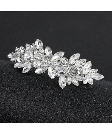 Silver Rhinestones Bridal Hair Clips - French Crystal Glass Wedding Hairpins for Bride & Bridesmaids - Buy Online on GoSupps.com