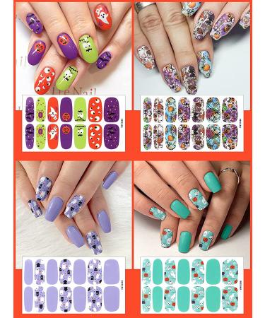 Halloween Nail Wraps - 13 Sheets Pumpkin Bat Ghost Nail Stickers for Women and Girls - Buy Online on GoSupps.com