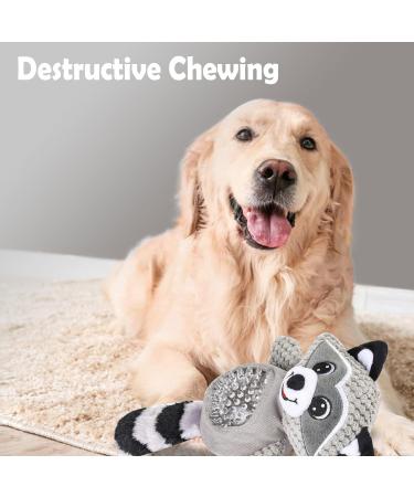 Wookiwuki Dog Toys for Small & Medium Breeds - Cute Raccoon Shape Soft Squeaker & Crinkle Tail - Fun Puzzle Toys for Puppies - Buy Online on GoSupps.com