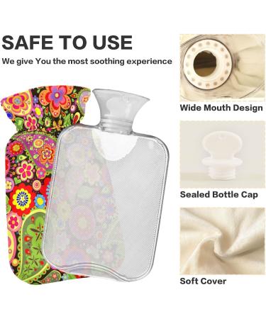 NAANLE Colorful Flower Hot Water Bottle with Cover - 2L for Back Pain Relief & Cold Therapy - Buy Online on GoSupps.com