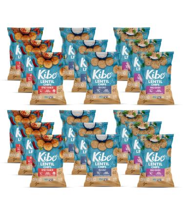 Kibo Lentil Chips Variety Pack - Gluten-Free Vegan Chips - Non-GMO Verified - Plant-Based 28 grams  Maui Onion, Sea Salt, and Spicy Ranch - 18 Pack