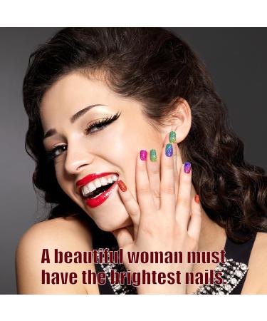 Gel Nail Wraps 20 Stickers Glitter Full-Cured Gel Nail Stickers Soft Self Upgrade Gel Nail Strips Lasting for 15 Days - Adhesive Gel Nail Stickers Nail Art No Need UV/LED Lamp (23-Colorful) - Buy Online on GoSupps.com