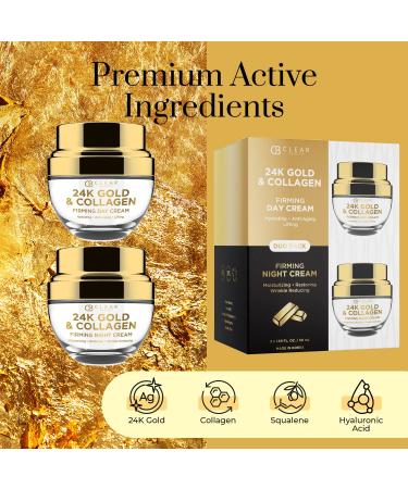Clear Beauty 24K Gold & Collagen Face Moisturizer - Dermatologist Tested Anti Aging Korean Skin Care - Hydrates Firms Smooths For Youthful Skin - Vegan Clean Beauty - Duo Pack 24K Gold & Collagen (Day & Night Set) - Buy Online on GoSupps.com