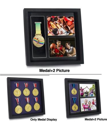 Iheipye Large Medals Display Shadow Box - 6 Medal Display Case - Ideal for Military, Runners, Marathon Winners - Black 12x12 - Buy Online on GoSupps.com