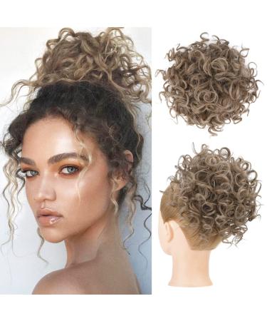 Rpeixya hair part bun with elastic cord lure dutt hair part ponytail chignon women ponytail-dutt stylish curly shaft girl ponytail (gray-brown)