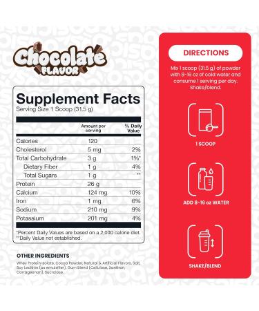 Basic Whey Protein Isolate 26g Protein 0g Fat Gluten-Free RBST-Free Rapid Absorption 110 Calories Chocolate 2 Pound (Pack of 1) - Buy Online on GoSupps.com