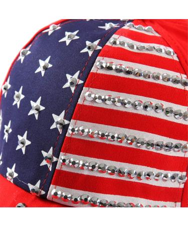 American Flag Rhinestone Baseball Hat | USA Sparkle Denim Cap | Men Women Hip Hop Caps - Buy Online on GoSupps.com