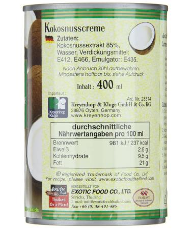 Buy Exotic Coconut Cream 400ml 22% Fat Content | Pack of 4 | International Shipping - Buy Online on GoSupps.com