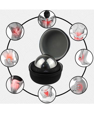 Therapeutic Massage Ball with Gel & Stainless Steel for Cold/Heat Therapy - Small Roller with Handle for Fascia Back Neck & Feet - Ideal Wellness Gift in Black - Buy Online on GoSupps.com