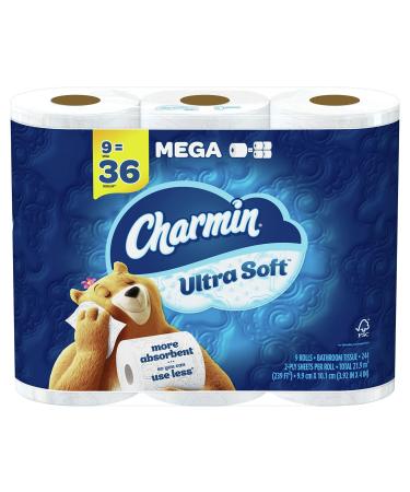 Charmin Ultra Soft Toilet Paper, 9 Mega Rolls  36 Regular Rolls
