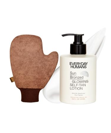 Everyday Humans Sun Bronzed Glowing Self -Tan Lotion (Medium to Dark) + Tanning Mitt