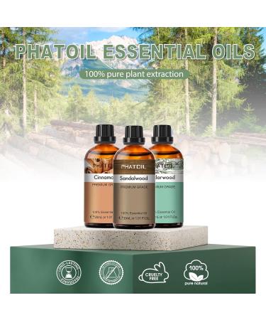 Pure Aromatherapy Essential Oils Gift Set - Cinnamon Sandalwood & Cedarwood - 3 Pack 1.01 Fl Oz for Relaxation Diffuser Massage & Skin Care - Buy Online on GoSupps.com