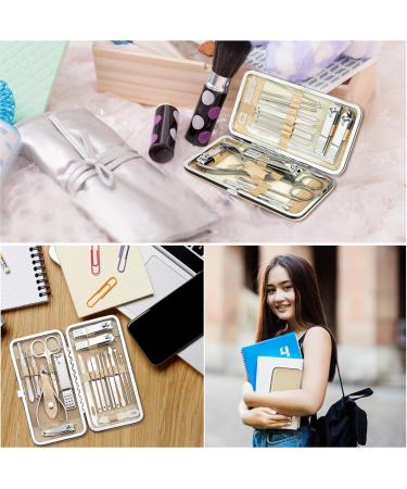 Tranchou Manicure Set - 19 in 1 Professional Nail Clippers Pedicure Kit Manicure Tool Kit Stainless Steel Facial Grooming Set Kit Gift Idea for Women Men Girls Teens Beige - Buy Online on GoSupps.com