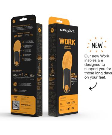 Superfeet Work Slim-Fit Orthotic Shoe Inserts - Trim-to-Fit Cushion for Men (9.5-11) & Women (10.5-12) - Professional Grade Comfort for All-Day Support - Buy Online on GoSupps.com