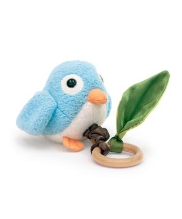 Apple Park Crawling Blue Birdie Teething Baby Toy - Hypoallergenic  100% Organic Cotton  Bamboo Ring