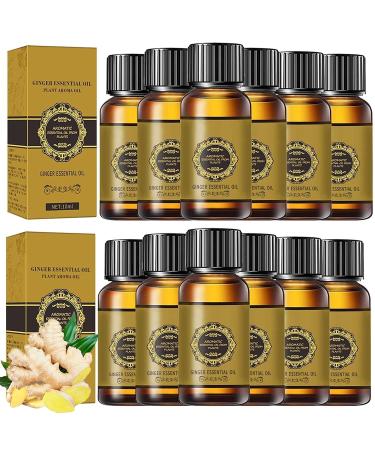 12 Pack Ginger Oil Massage Oil,Natural Ginger Arnica Oil Plant Aroma Oil SPA Body Massage Oil Warmer,Ginger Essential Oil,Ginger Oil Warming Tired Sore Muscles Massage Oil