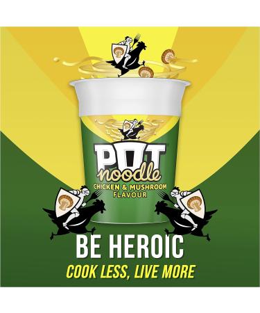 Pot Noodle Chicken & Mushroom vegetarian noodles Standard quick to make noodles 90 g - Buy Online on GoSupps.com