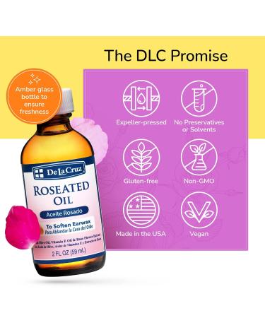 De La Cruz Roseated Oil - Natural Ear Wax Softener with Rose Flower Extract - USA Made - 2 Fl Oz (6 Pack) - Buy Online on GoSupps.com