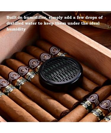 Cigar Humidor Case with Hygrometer Humidifier for 50 Cigars Handmade Cedar Wood Cigar Box Portable Travel Cigar Case for Men - Buy Online on GoSupps.com