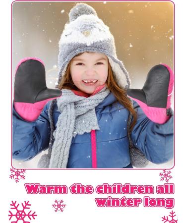 Geyoga 2 Pairs Kids Waterproof Ski Mittens - Rose Red & Black - Ages 3-7 - Buy Online on GoSupps.com