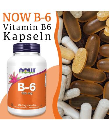 Now Foods Vitamin B6 100mg - 250 Vegan Capsules | Gluten-Free Soy-Free Non-GMO | Laboratory Tested - Buy Online on GoSupps.com