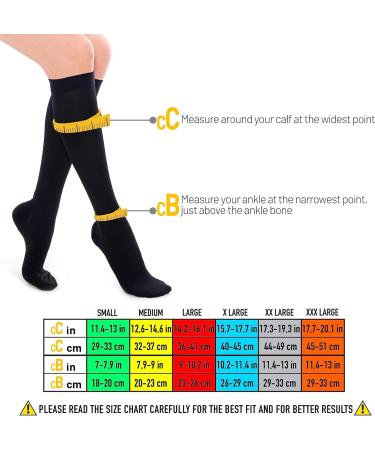 Opaque Compression Stockings for Women | Travel Knee High Support Socks for Flying & Running - X-Large - Buy Online on GoSupps.com