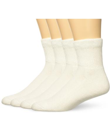 Carolina Ultimate Men's Diabetic Non-Binding Quarter Socks 2 Pack Large White