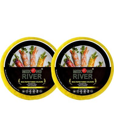 Lyan Mekong River Banh Trang Vietnamese Three Colours Rice Paper Round 16cm - 300g - Pack of 2 | Gluten-Free | Vegan | 100% Natural Rice Paper - Buy Online on GoSupps.com