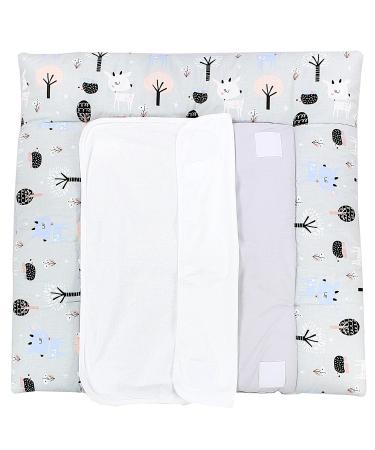 TupTam Changing Mat with 2 Terry Cloth Covers - Deer/Hedgehog/Grey - 65 x 75 cm | Premium Baby Changing Pad for International Shipping - Buy Online on GoSupps.com