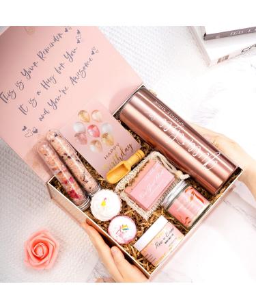 Luxury Gift Set Spa Box for Women Happy Birthday Gifts Basket Gift Ideas Relaxing Pamper Gifts for Best Friend Sister Her Wife Mom Mother Grandma Bday Bath Bridesmaid Gift Self Care Present Rose Gold-Luxury Happy Birthday