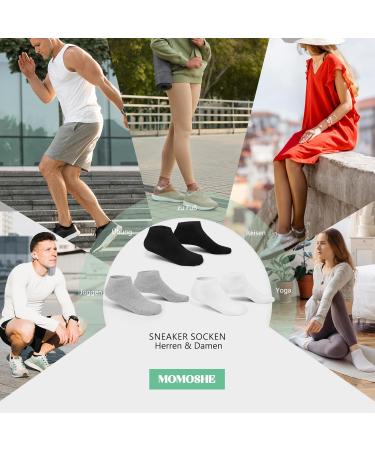 Momoshe Unisex Cotton Sneaker Socks - 10 Pairs (5 Grey 5 Black) for Men & Women | Comfortable Short Sports Socks Size 47-50 | International Shipping - Buy Online on GoSupps.com