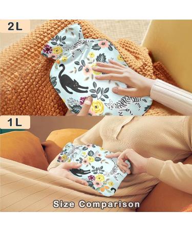 NAANLE 1L Hot Water Bottle with Flower Motif | Transparent Warm Water Bottle for Pain Relief & Heat Therapy | Ideal for Bed Hands & Feet - Buy Online on GoSupps.com