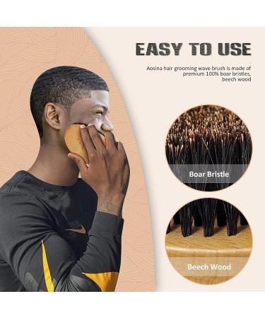 Aosina Wave Brush - 100% Natural Beech Wood & Pure Black Boar Bristle Soft Hair Brush for Men - Ideal for Beards, Hair Waves, and Wolfing - Perfect Men's Gift - Buy Online on GoSupps.com