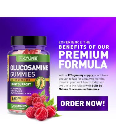 Glucosamine Gummies with Vitamin E - Advanced Joint Support Gummy Supplement High Potency Antioxidant Comfort for Back Knees Hands - 120 Gummies 120 Count (Pack of 1) - Buy Online on GoSupps.com